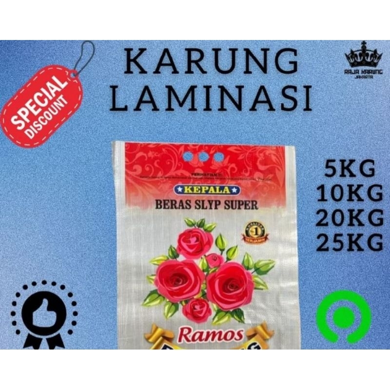 Karung Laminasi Ramos Bandung Merah Beras Super Karung Beras ukuran 5kgBerhadiah handphone bila beru