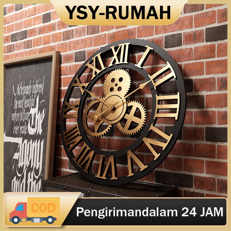 Jam Dinding Roda Gigi Retro Amerika Dari Besi Gaya Industri Ruang Tamu Restoran Jam Dinding Dekorati