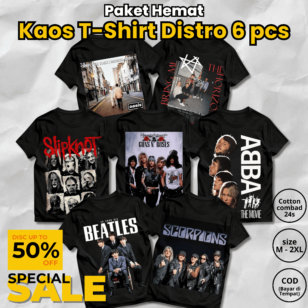 Baju Pria 6 Kaos 100 ribu