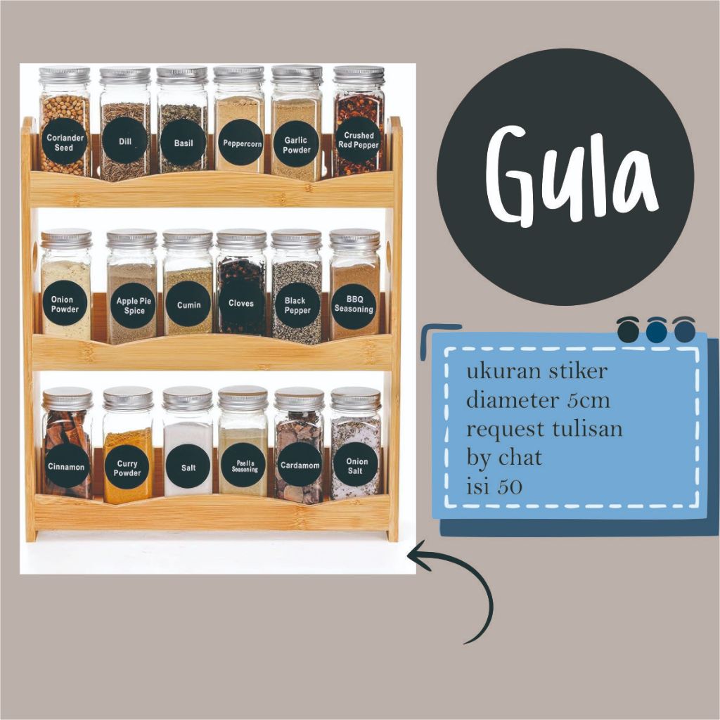 STIKER LABEL BUMBU DAPUR BULAT/ BISA REQUEST TULISAN