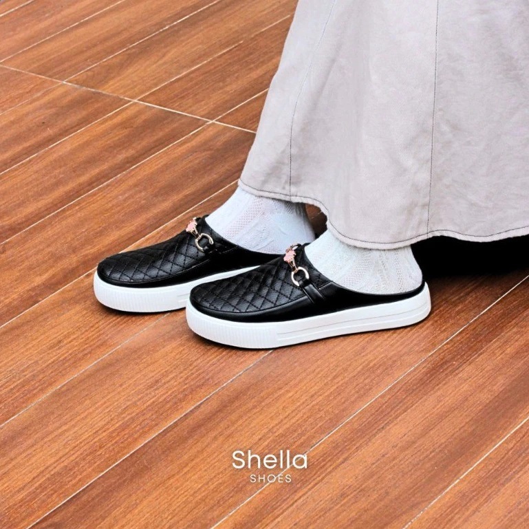 ONE LOVE - SHELLA SEPATU BUSTONG WEDGES MULES WANITA TERBARU