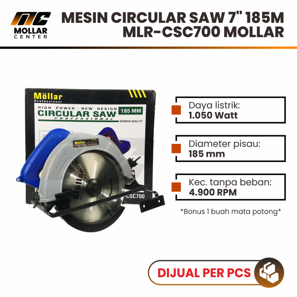 Gergaji Kayu Listrik 7" Mollar CSC700 circular saw 180mm