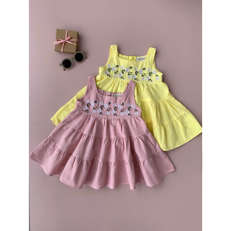 Starflower Dress - LittleModello12 - Dress Anak Bahan Linen Bordir - Comfy Baby Doll Linen Dress