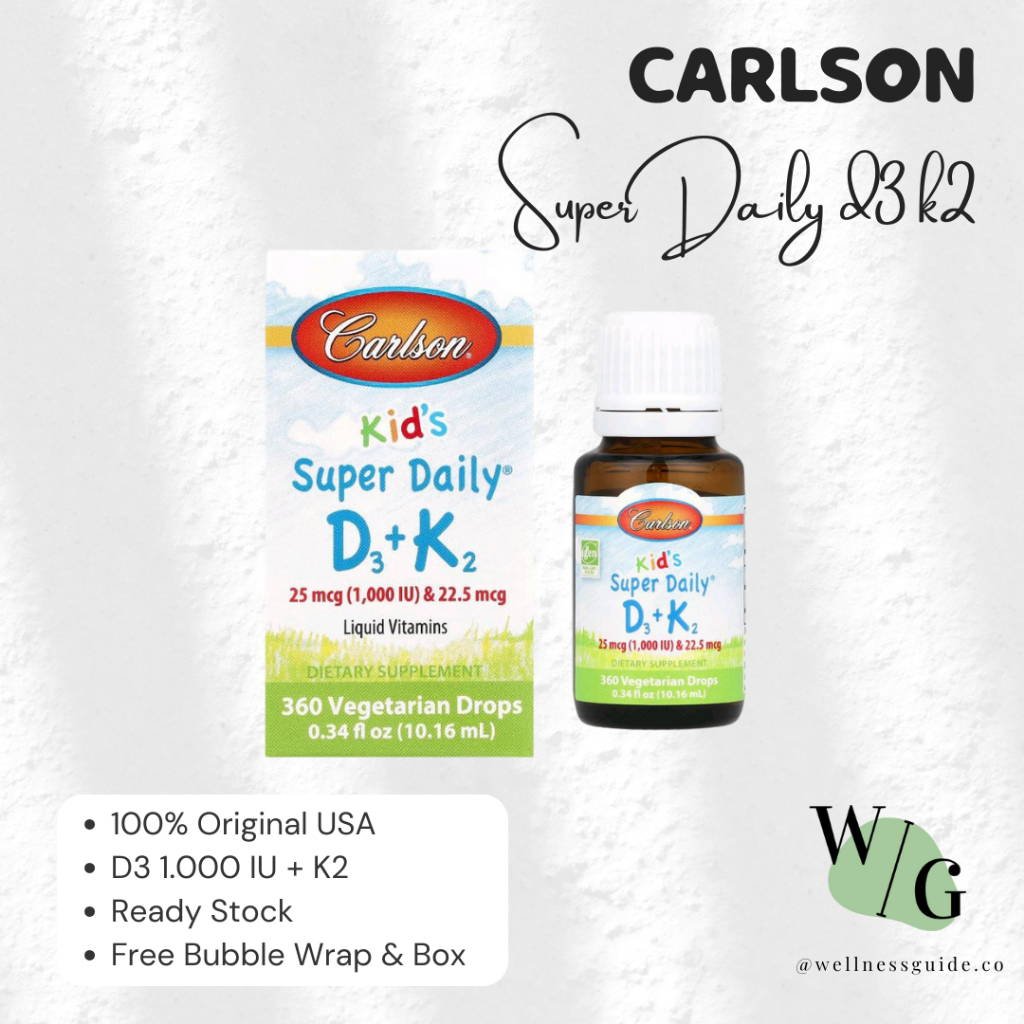 CARLSON KIDS SUPER DAILY D3 K2 LIQUID VITAMINS DROPS | SUPLEMEN D3 K2 ANAK CAIR WELLNESS GUIDE