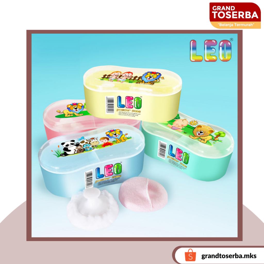 LEO Powder Case Gandeng (With Puff) tempat bedak tabur bayi