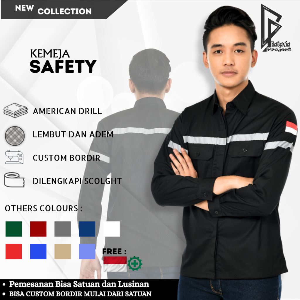 Baju Kemeja Wearpack Safety K3 Lengan Panjang - Pakaian Seragam Kerja Lapangan Tambang Proyek Konstr