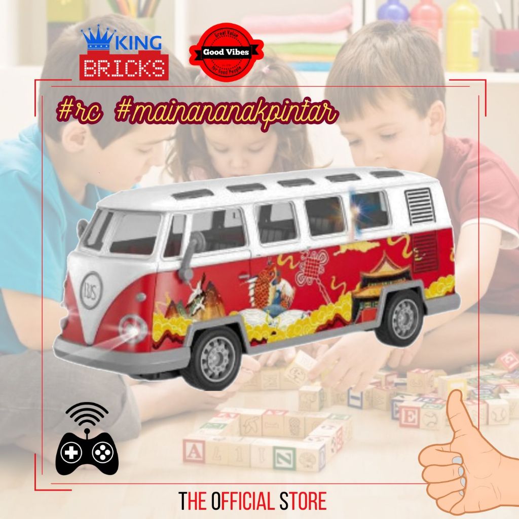 Mainan Mobil Remote Control RC VW Bus 1/30 With Light HT-244