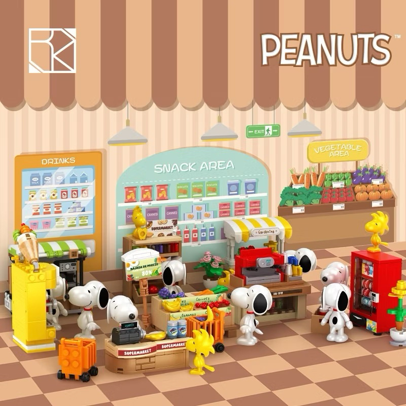 Mainan Brick Peanuts Snoopy Blind Box Supermarket Activity Series Blind Box Snoppy Mainan Anak