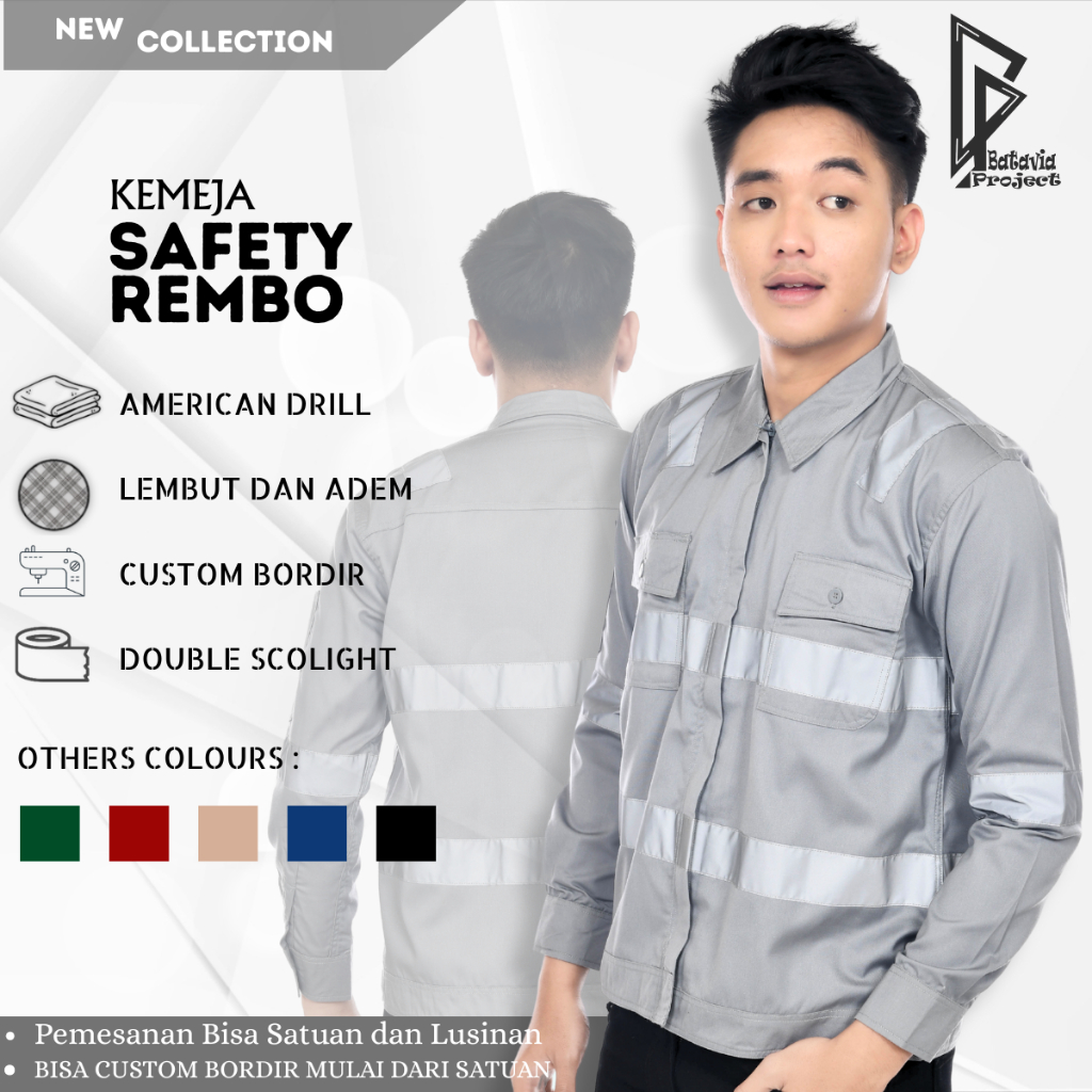 Baju Kemeja Wearpack Safety K3 Zipper Resleting - Pakaian Seragam Kerja Lapangan Tambang Proyek Kons