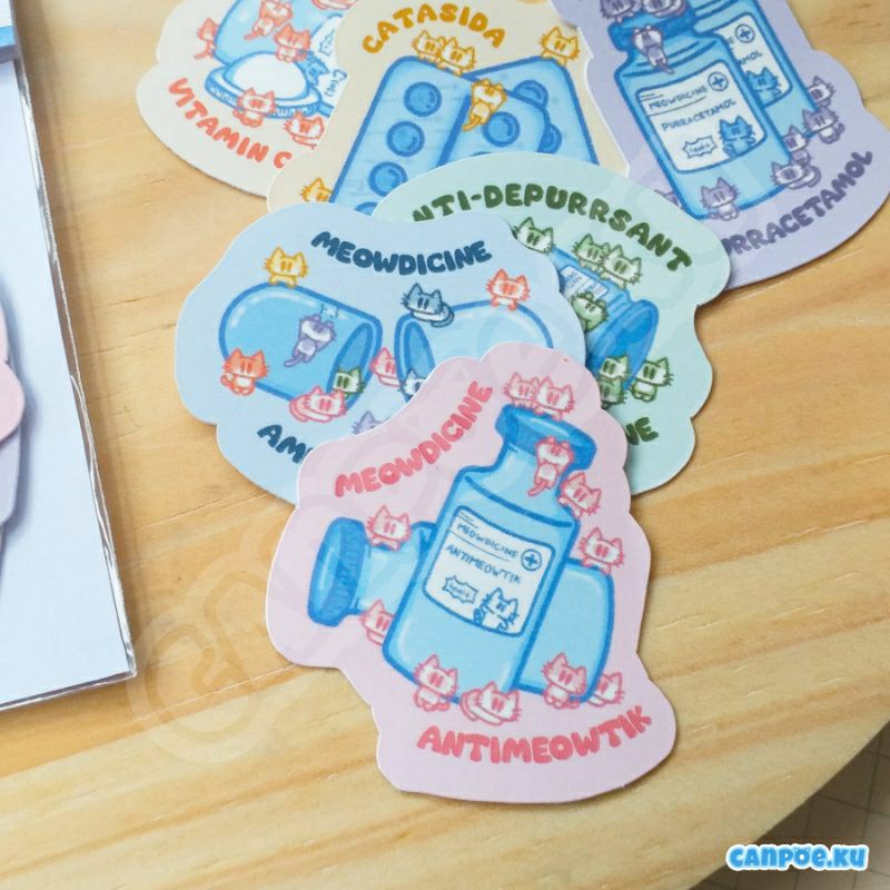 

Sticker Pack Vinyl Matte Doff Laminated - Meowdicine