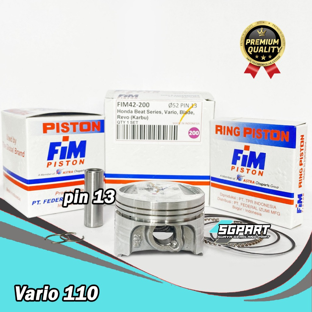 Seher Piston Set FIM PIN 13 50 50.25 50.5 50.75 51 51.5 52 Vario 110 Beat Blade Revo ABS Beat karbu