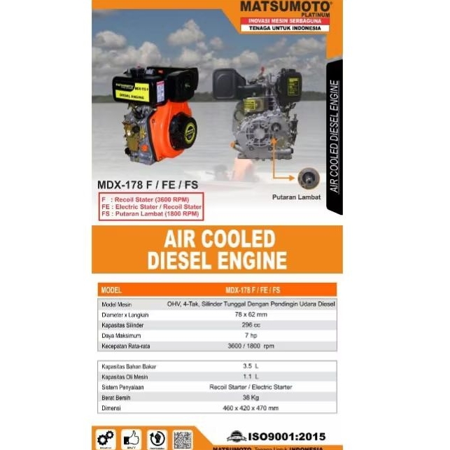 Mesin Engine Diesel Solar Matsumoto MX 178 FE Elecktrik
