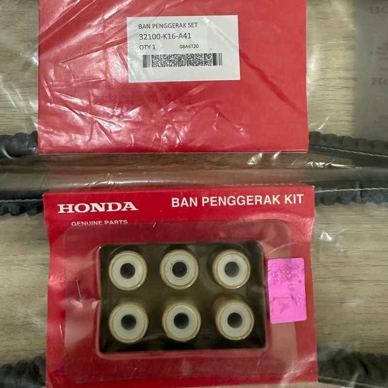 Van Belt Set dan Roller Motor Honda Vario 110 Beat Esp,Pop,Sporty Scoopy FI 32100-K16-A41 Ban Pengge