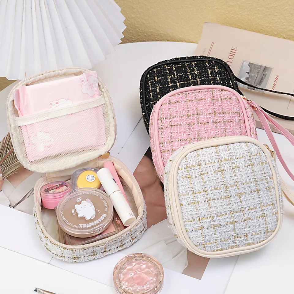 RG POUCH KOSMETIK RAJUT MINI Tas Pouch Travel Bag Makeup Wanita Penyimpanan Riasan Lipstik Serbaguna