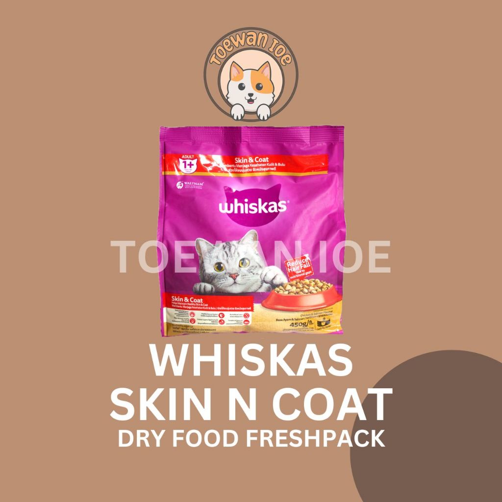 Whiskas Dry Food Skin and Coat Kemasan 450 Gram
