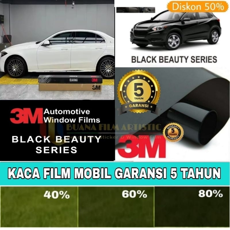 Kaca film 3M/kaca film mobil 3M/Black Beauty/kaca film hitam/Original Garansi 5 Tahun