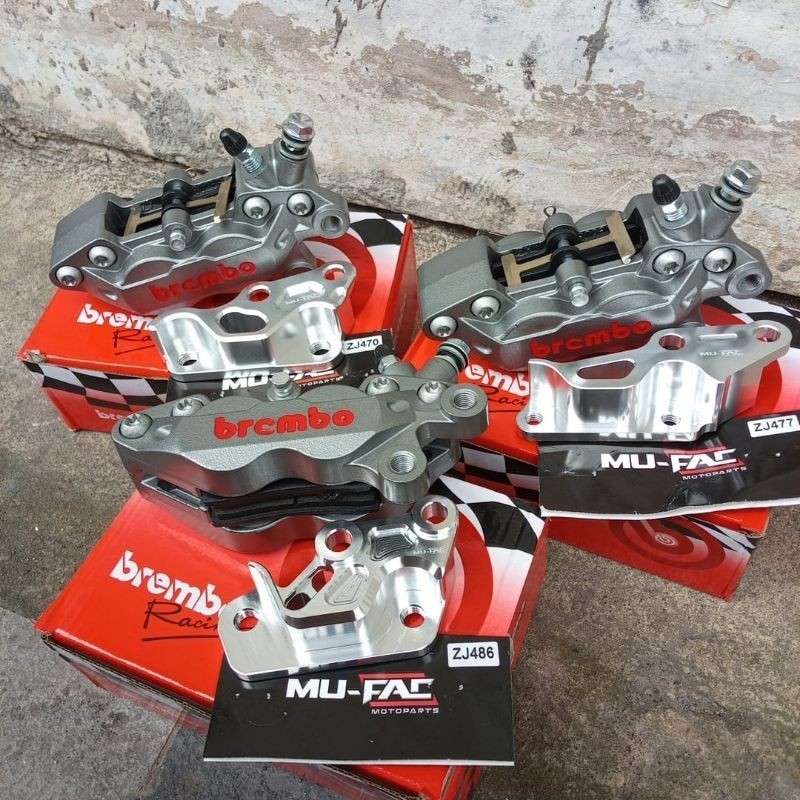 KALIPER 4P AXIAL BIGPOT BIG POT 4 PISTON KANAN PLUS BREKET  CNC PNP CB 150 R CBR 150 RMEGAPRO MEGA P