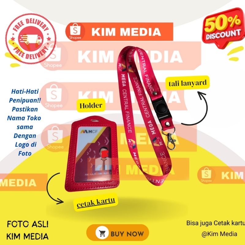 

Lanyard MCF Merah Mega Central Finance Merah / Tali idcard MCF MCAF READY Grosir satuan Bisa