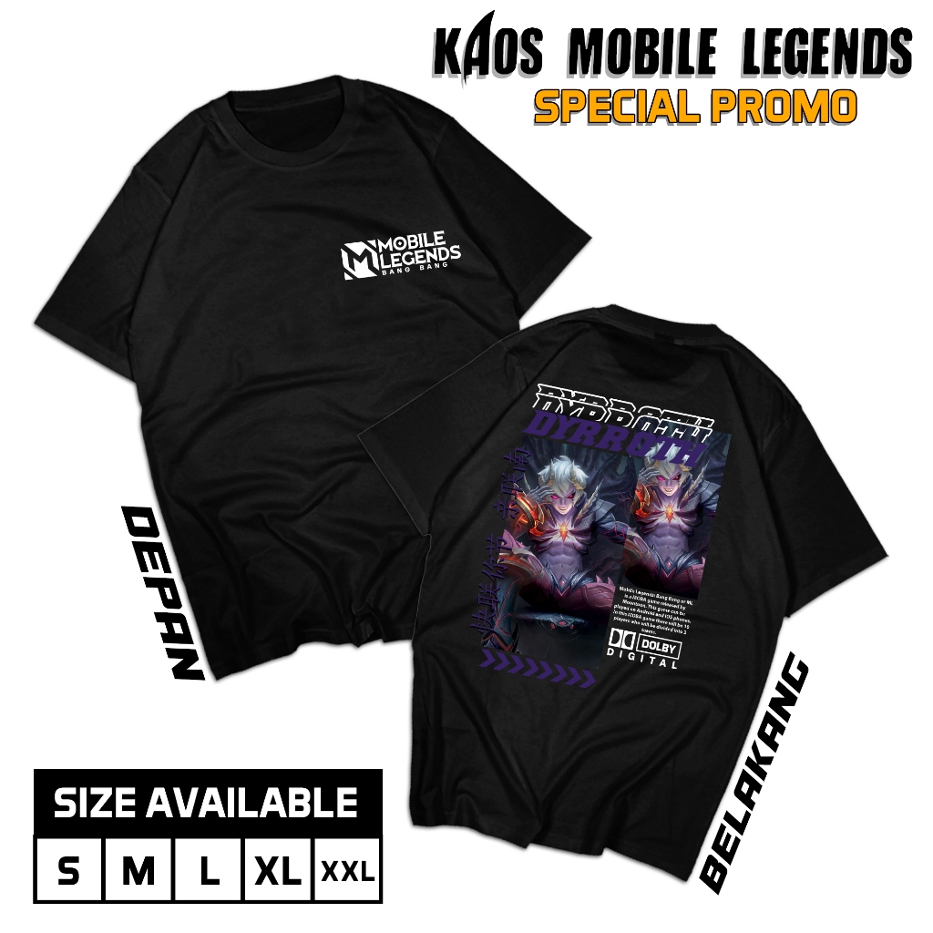 KAOS STREETWEAR MOBILE LEGENDS HERO DYRROTH KAOS DEWASA UNISEX COMBED