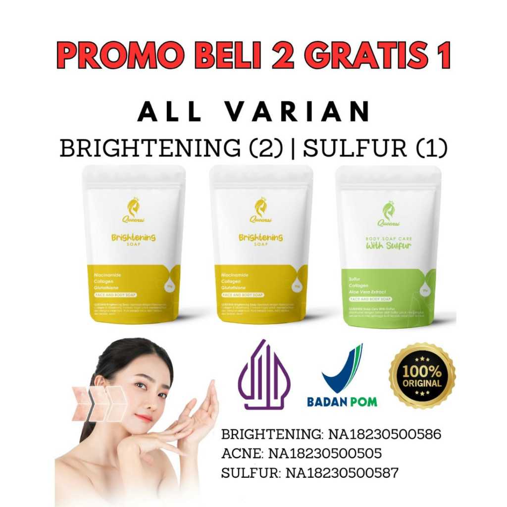 QUEENSI SOAP BELI 2 BRIGHTENING GRATIS 1 SULFUR