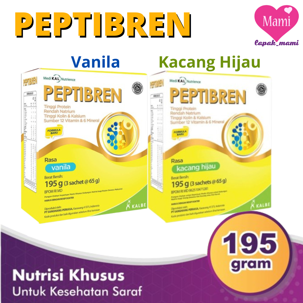 

Peptibren Vanila / Kacang Hijau 195g Pangan Olahan Nutrisi Kaya Protein Dan Kolin