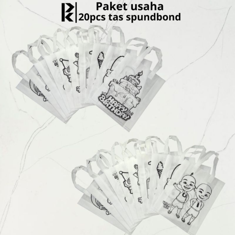 

Paket hemat grosir tas spundbond lukis karakter isi 20pcs