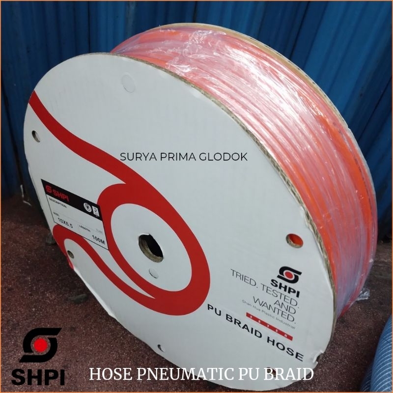 Selang PU Braid SHPI 8MMX12MM Selang Angin Pneumatic 1 Roll 100M Made In Taiwan