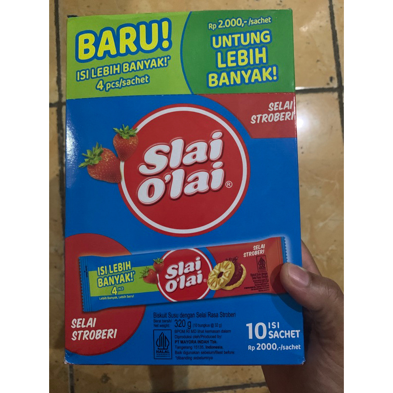

Slai O'lai Selai Stroberi Biskuit Susu dengan Selai Stroberi 320 g Isi 10 Pcs