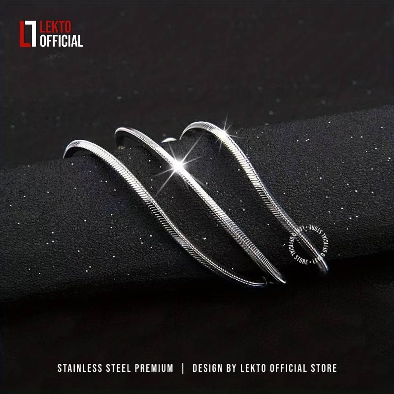 ORIGINAL Kalung Titanium Pria Anti Karat Silver Asli Original Wanita Perak Putih Model Kotak Kalung