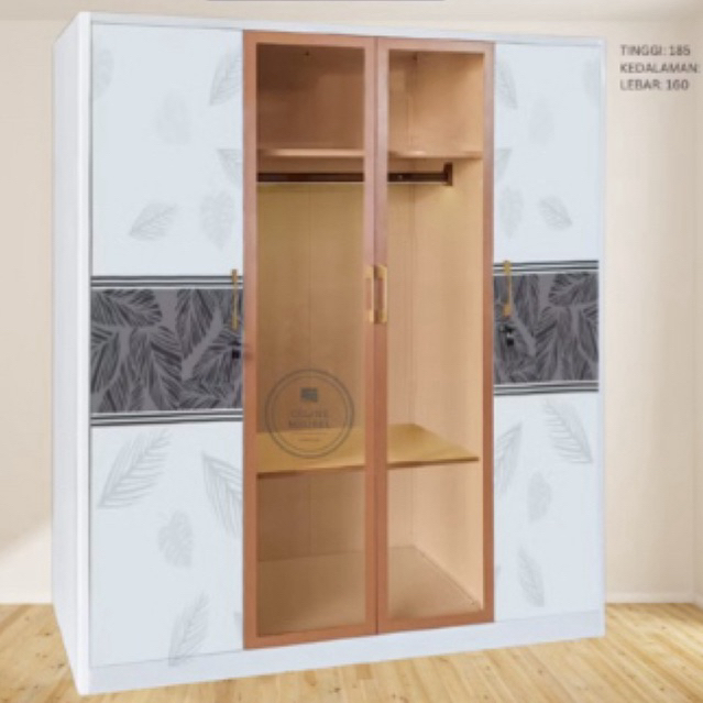 Lemari Baju Besi Sliding - Lemari Baju 4 Pintu - Lemari Baju Pintu Besi - Lemari Baju Besi Sliding