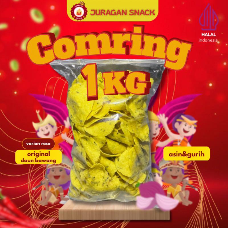 

Juragansnack - 1Kg keripik Comring Kering Rasa Gurih Daun bawang, kecimpring