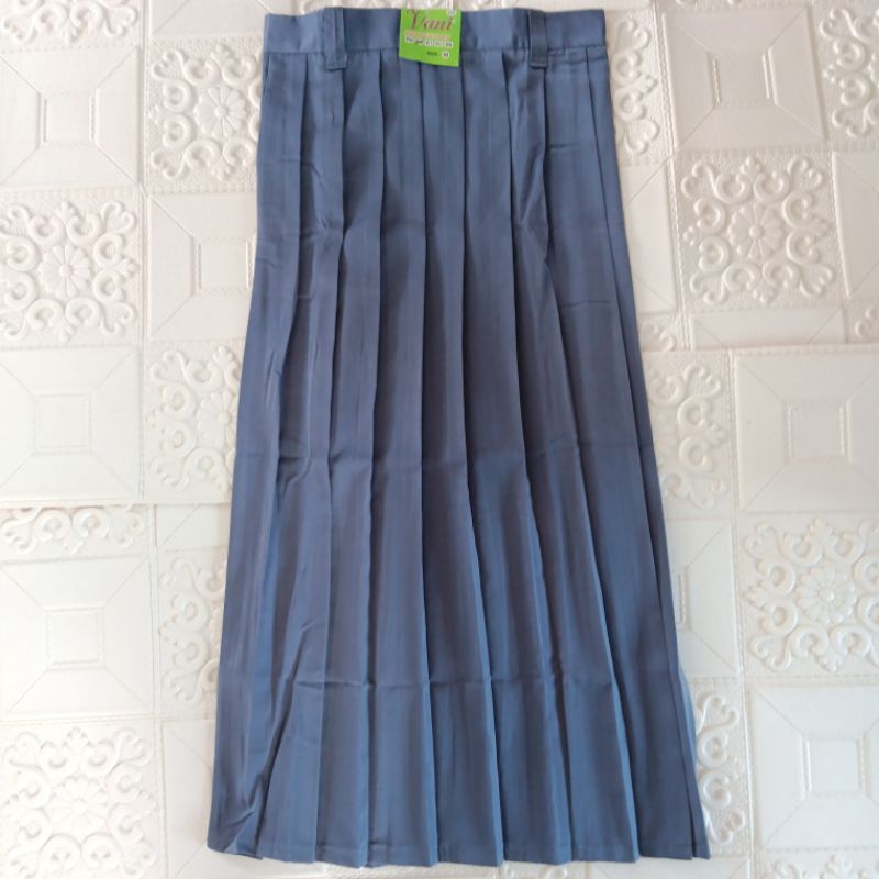 ROK SMA abu abu rempel lipat keliling bahan twist licin tebal