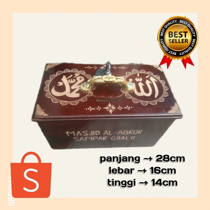 KOTAK AMAL / KOTAK INFAQ / KOTAK AMAL MASJID / CELENGAN KAYU JATI FREE UKIR NAMA