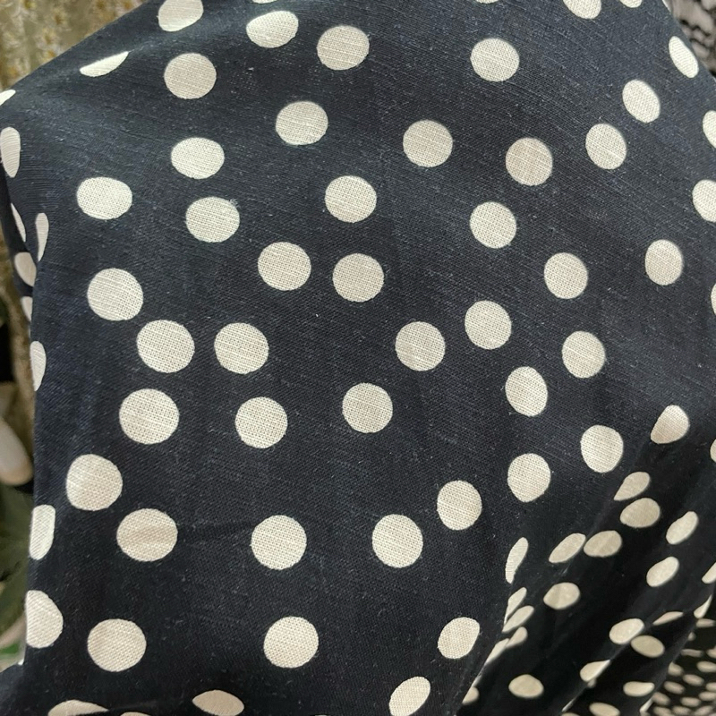 kain katun linen - kain katub linen motif polkadot impor - kain katun linen original - kain katun li