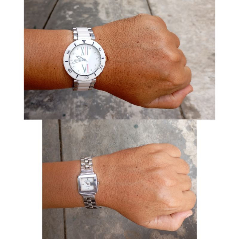 jam tangan cewek guccay bukan ori bundling sepaket second bekas