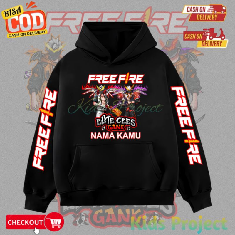 Hoodie Sweater Free Fire Anak Karakter FREE FIRE SG OPM X SG EVO Elite Cees Gank - Free Nama