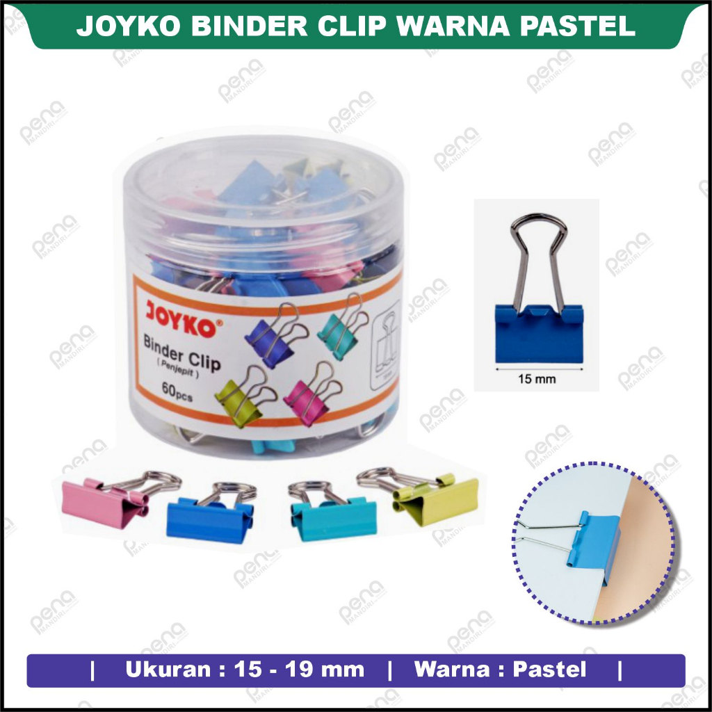 

Joyko Binder Clip Warna Pastel Penjepit Kertas Pastel Klip Kertas Lucu