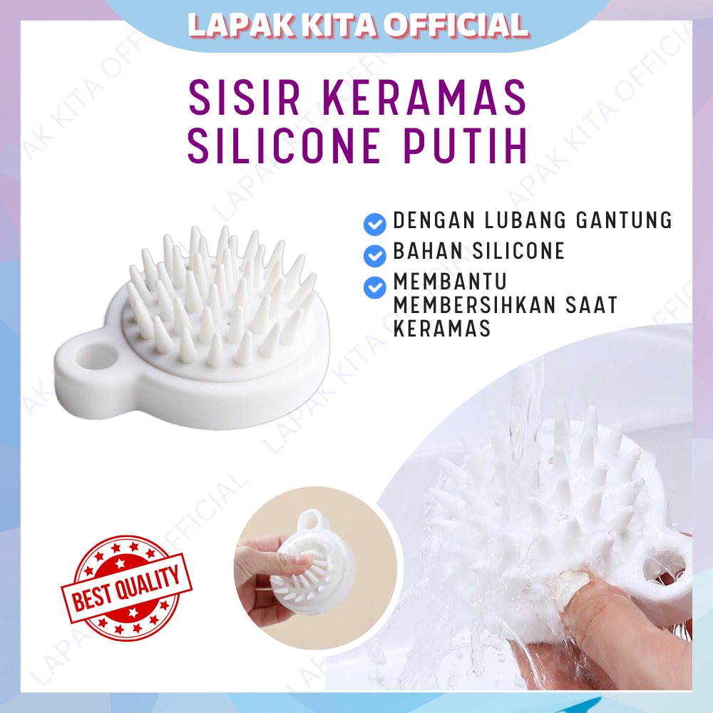 Sisir keramas bulat putih siliconehair comb lembut alat pijat keramas