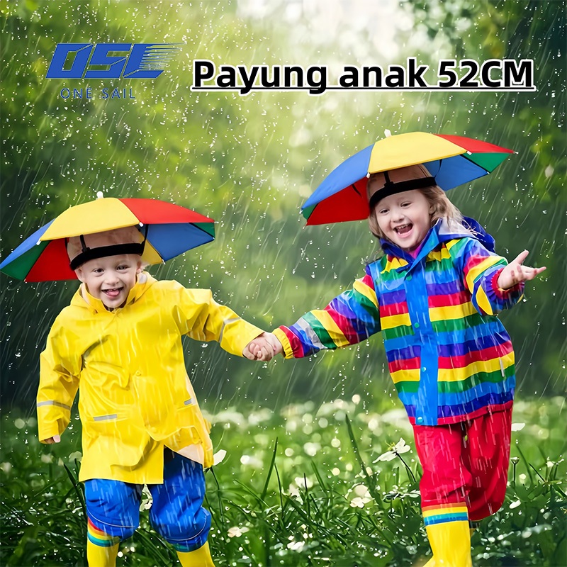 ONESAIL Topi payung memancing anti-ultraviolet untuk hiking, topi dengan ikat kepala tebal, topi pay