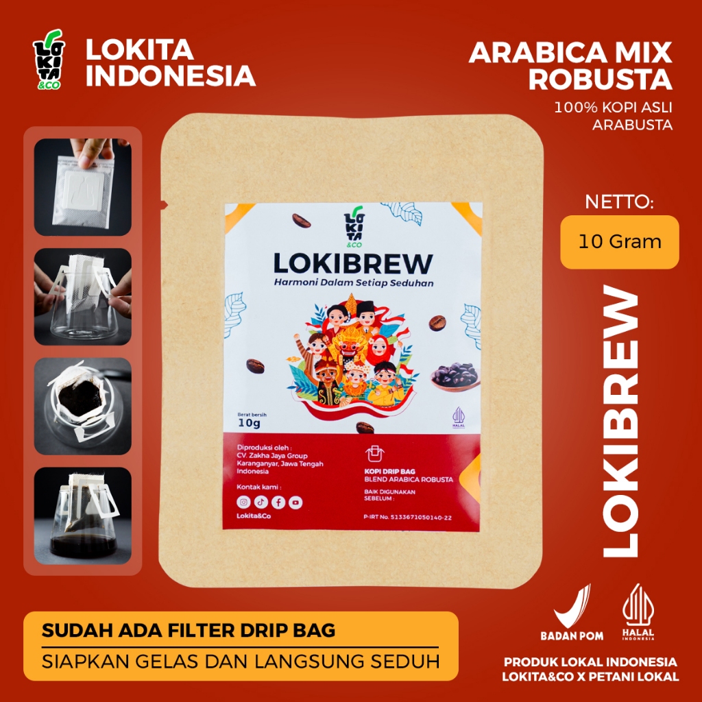 

LOKITA Kopi Arabica Mix Robusta (Drip Bag Coffee ) Lokibrew