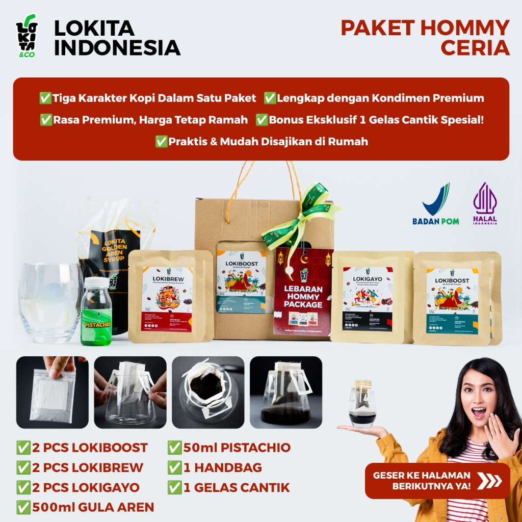 

LOKITA - Paket Hommy Ceria (Paket Drip bag Kopi Lokita&Co) Coffee Drip Bag