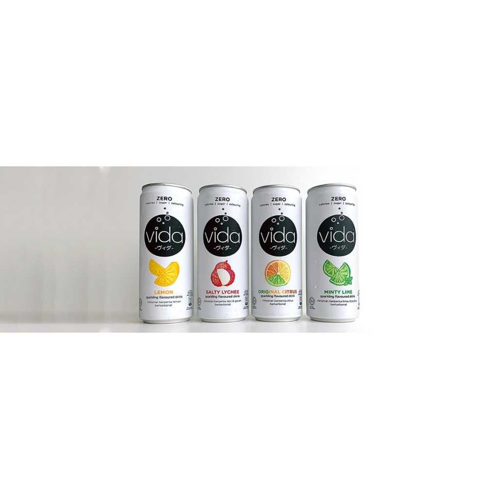 

Minuman Kaleng Berkarbonat Berperisa Impor Malaysia / Sparkling Flavoured Water Can Vida Zero Sugar, Zero Calories, Zero Colouring 325 Ml x 6 Varian Citrus, Salty Cheese, Sakura