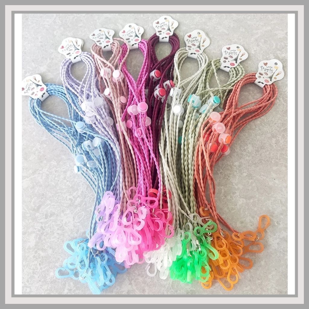 (12 PCS/1 LUSIN) Strap Masker 2in1 Tali Korea Elastis Konektor Headloop Tali Masker Kalung Masker Ha