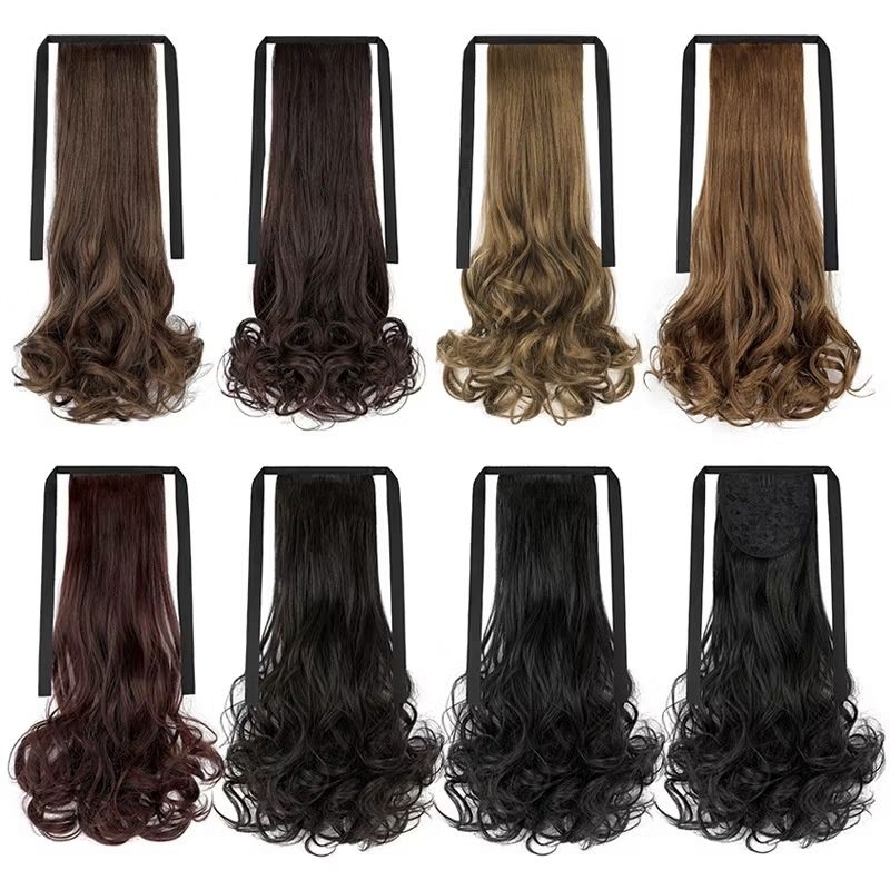 Rambut Wig ekor kuda Ponytail curly Rambut palsu pony tail anak