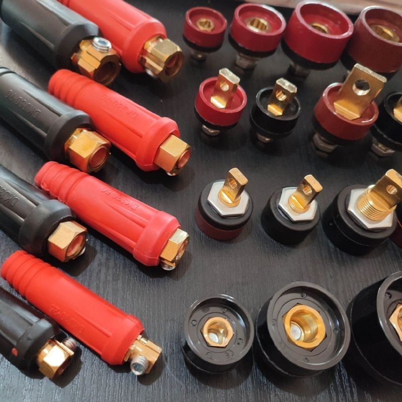 Konektor dan Soket Kabel Las Listrik 10-25mm 35-50mm 50-70mm 70-95mm Rear Front panel Merah / Hitam