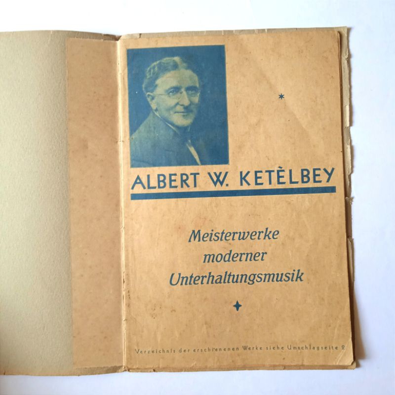 Antik Buku Musik Klasik Albert W.Ketelbey Meisterwerke Moderner 1920's