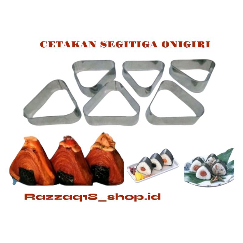 Cetakan Ring roti Cronigiri Segitiga stainless/Ring kue cromboloni segitiga/Cetakan onigiri Sushi Be
