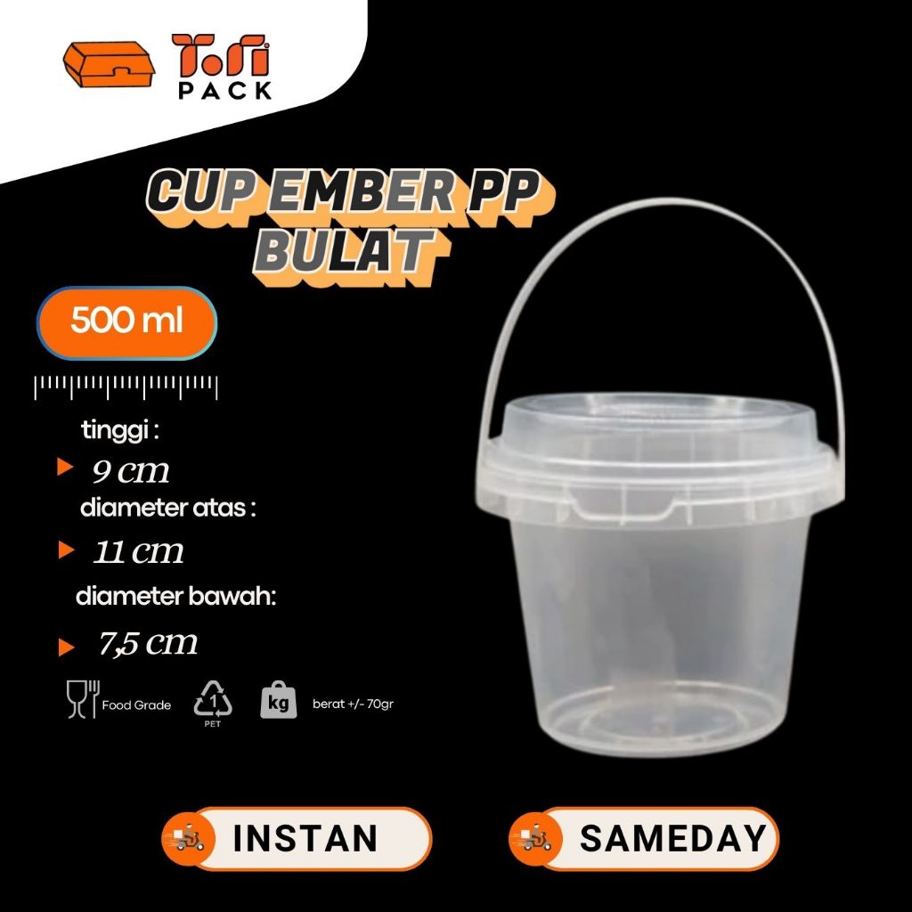 Cup PP Ember Bulat 500 ml / Cup Ember 500 ml 700 ml 1000 ml