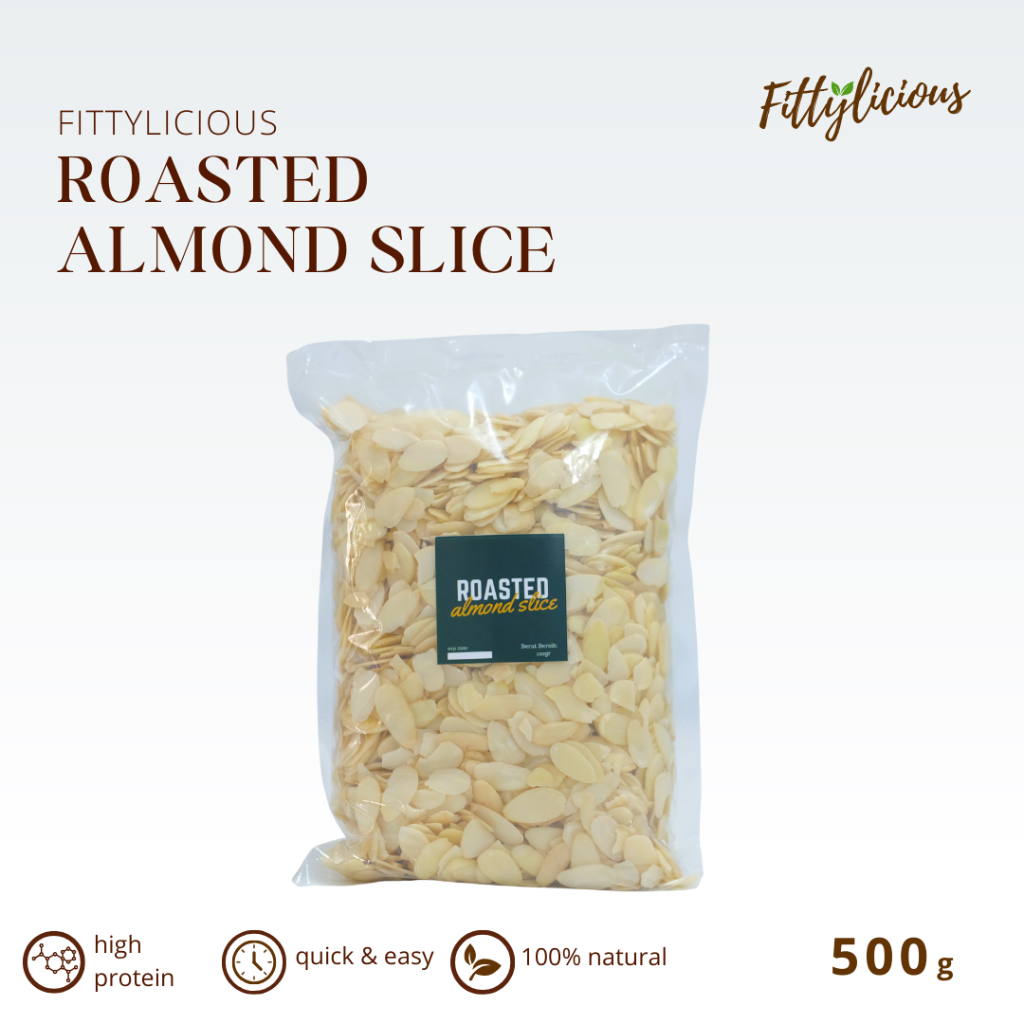 

Almond Slice 500gr / Roasted Almond Slice / Raw Almond Slice / Panggang / Mentah