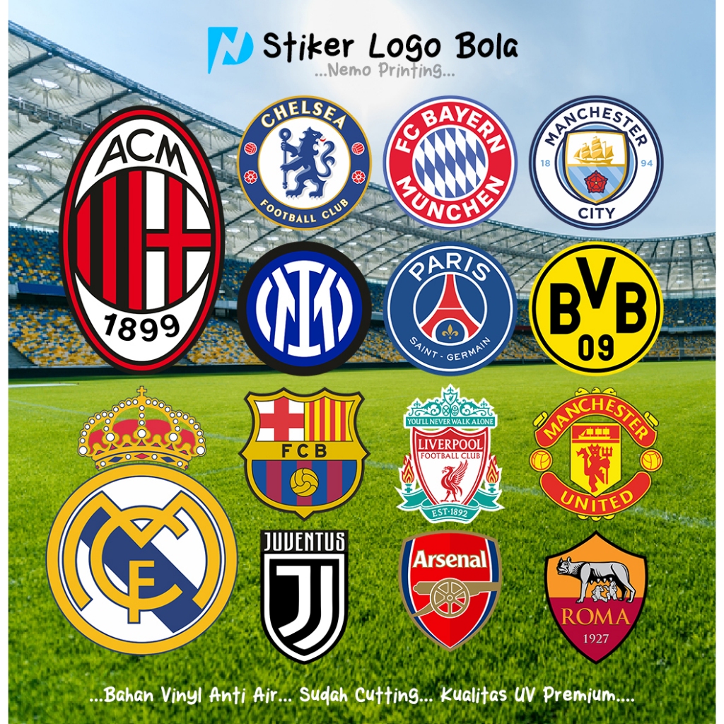 

Stiker klub bola Sticker football AC Milan Madrid Brcelona Manchaster Liverpool Juventus Arsenal/ BL